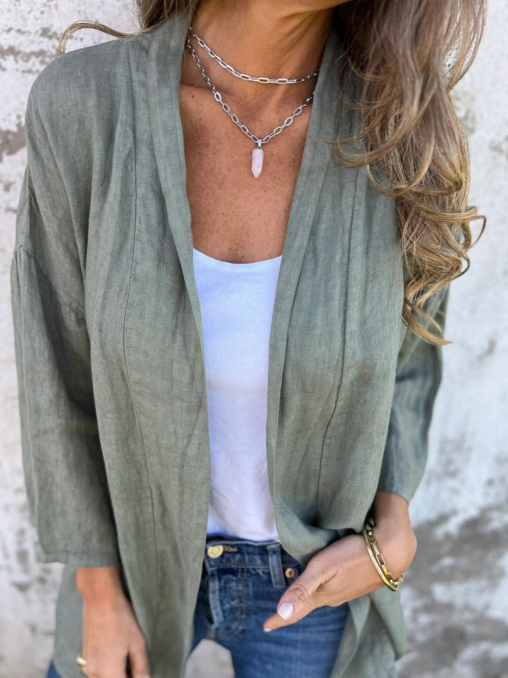 Damen Cardigan aus leichtem Stoff – Offener Cardigan, weiter Schnitt