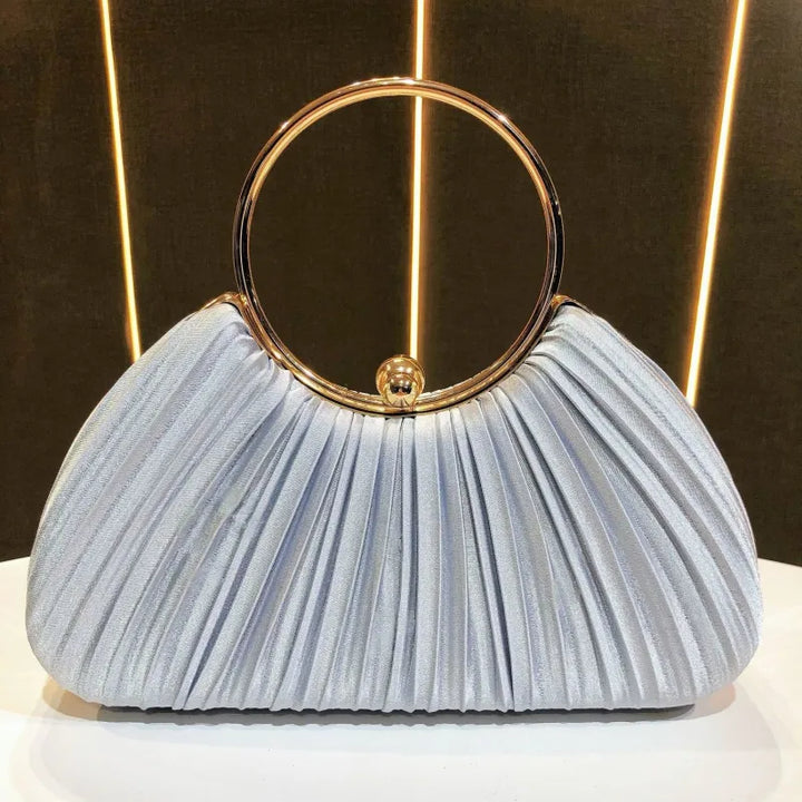 Geplooide handtas voor dames – Sculpturale ringhandgreep