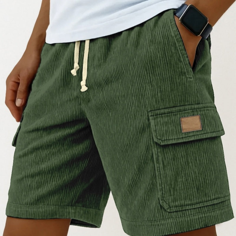 Short Cargo Homme en Velours Côtelé – Taille Élastiquée avec Cordon