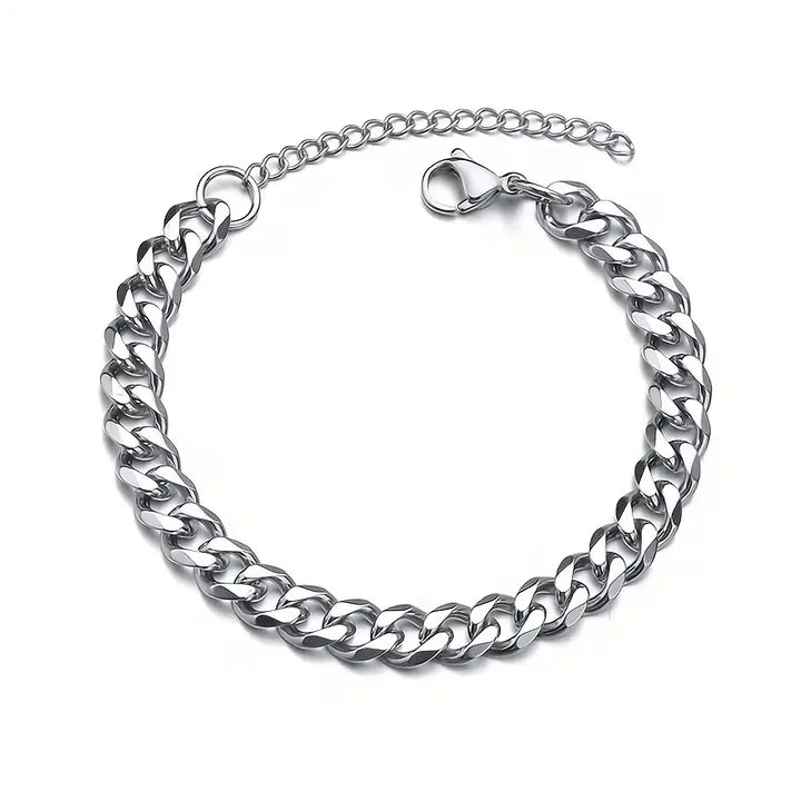 Bracciale Uomo Catena Cubana Acciaio Inossidabile Lucido – Maglia Spessa