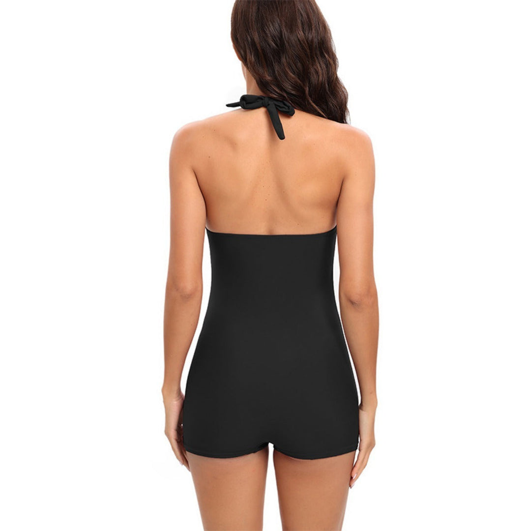 Women's One-Piece Swimsuit – Ruched Sweetheart Neckline Boxer Cut