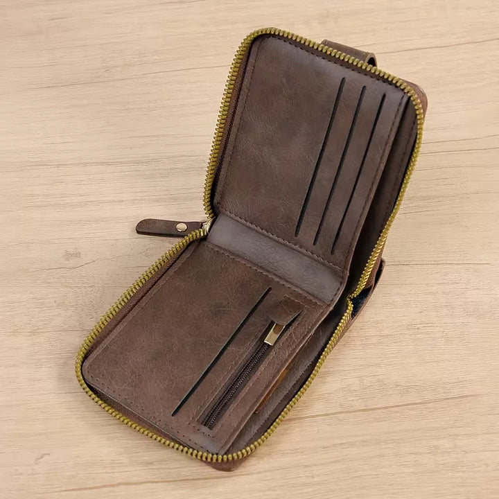 Portafoglio Uomo con Zip – Finitura Liscia e Struttura Elegante