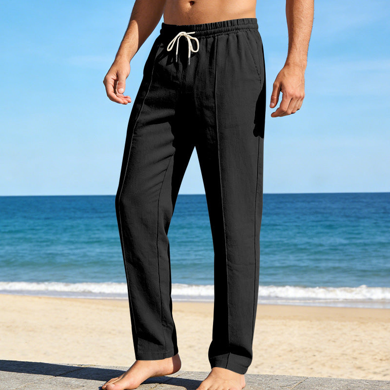 Herren Relaxhose aus Leinen – Gerade Passform mit Elastischem Bund
