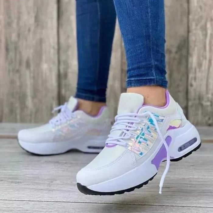 Sneakers donna con plateau e lacci – Suola chunky con cuscinetto d&