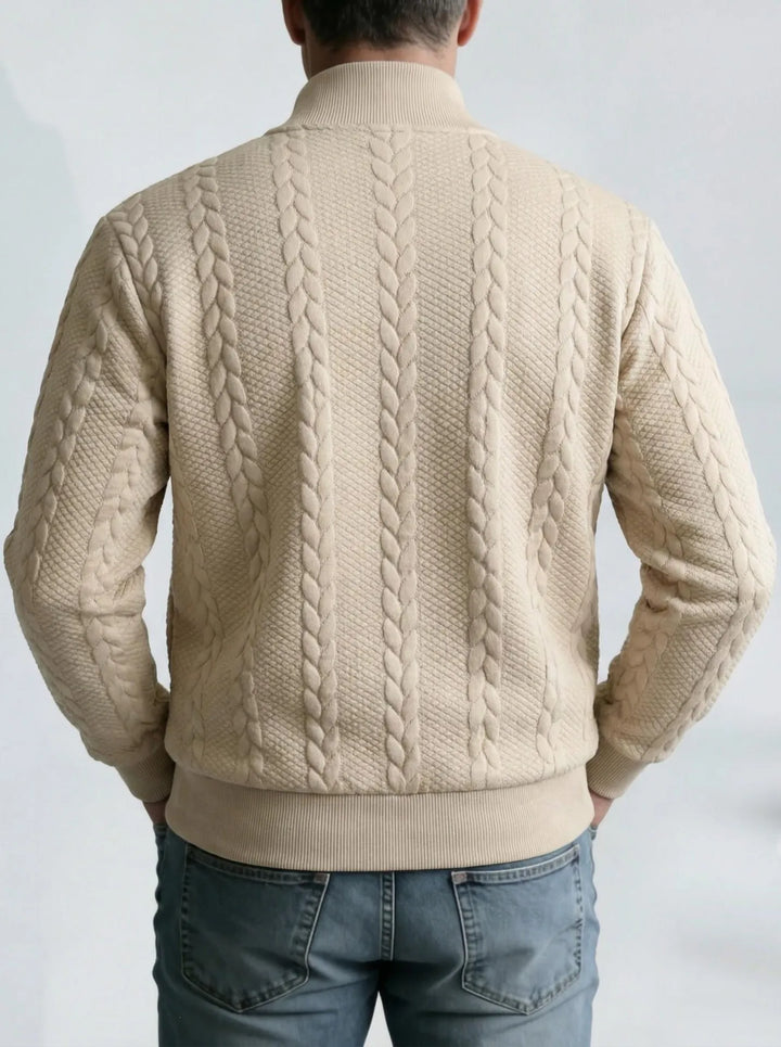 Herren-Jacquardjacke mit Stehkragen – strukturierter Reißverschlussstil