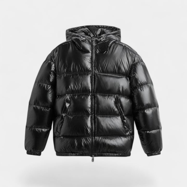 Herren-Daunenjacke mit Kapuze – warm, modern, raffinierte Silhouette