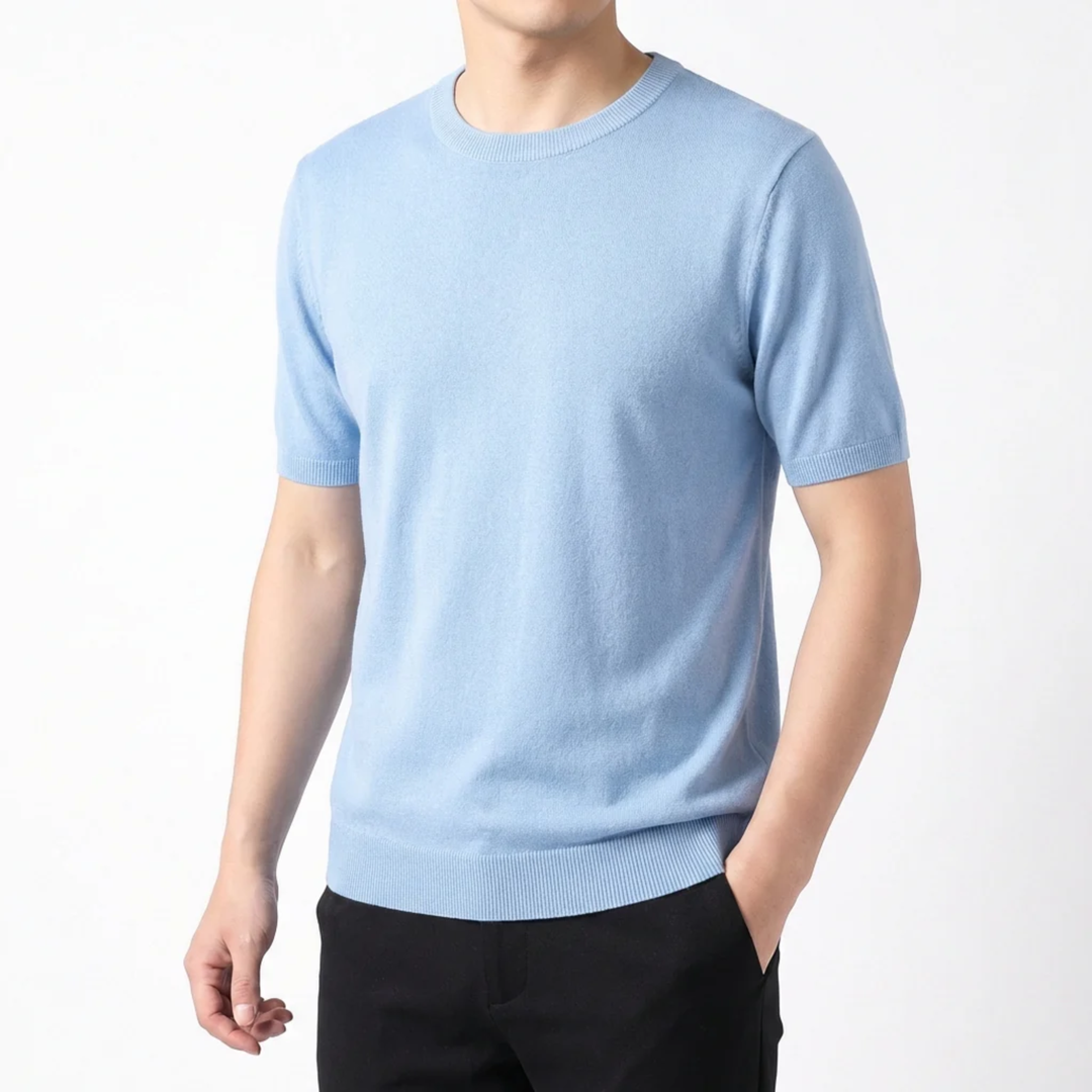 Herren T-Shirt aus Strick – Leicht und Bequem mit Geradem Schnitt