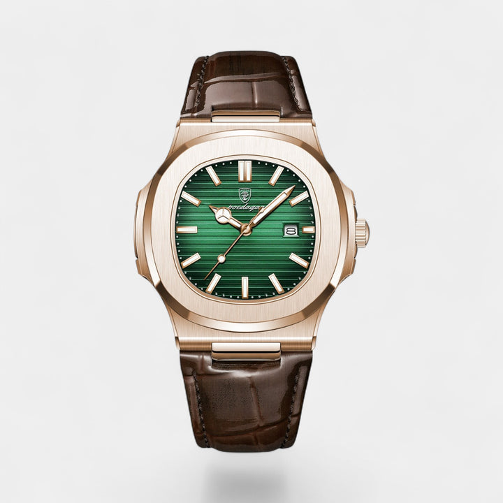 Herrenuhr mit Lederarmband – Leuchtendes und wasserdichtes Quarzwerk 40 mm