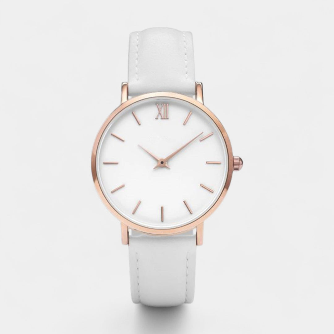 Claire Mode | Damen minimalistische Quarzuhr mit Lederarmband