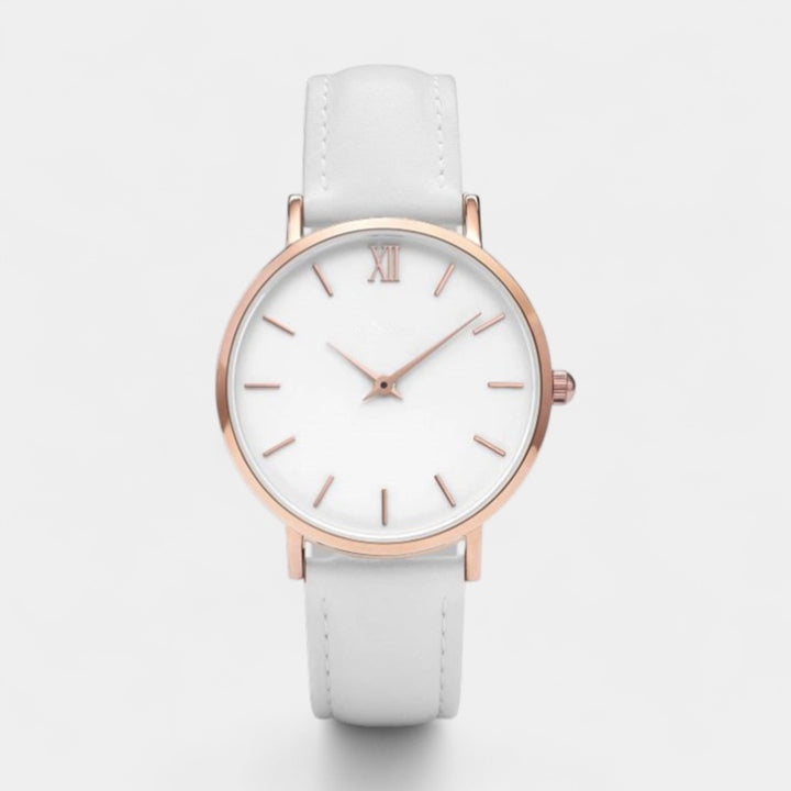 Claire Mode | Damen minimalistische Quarzuhr mit Lederarmband