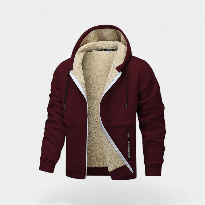 Herren Sherpa-Fleece-Cardigan mit Kapuze und Reißverschluss – Relaxed Fit