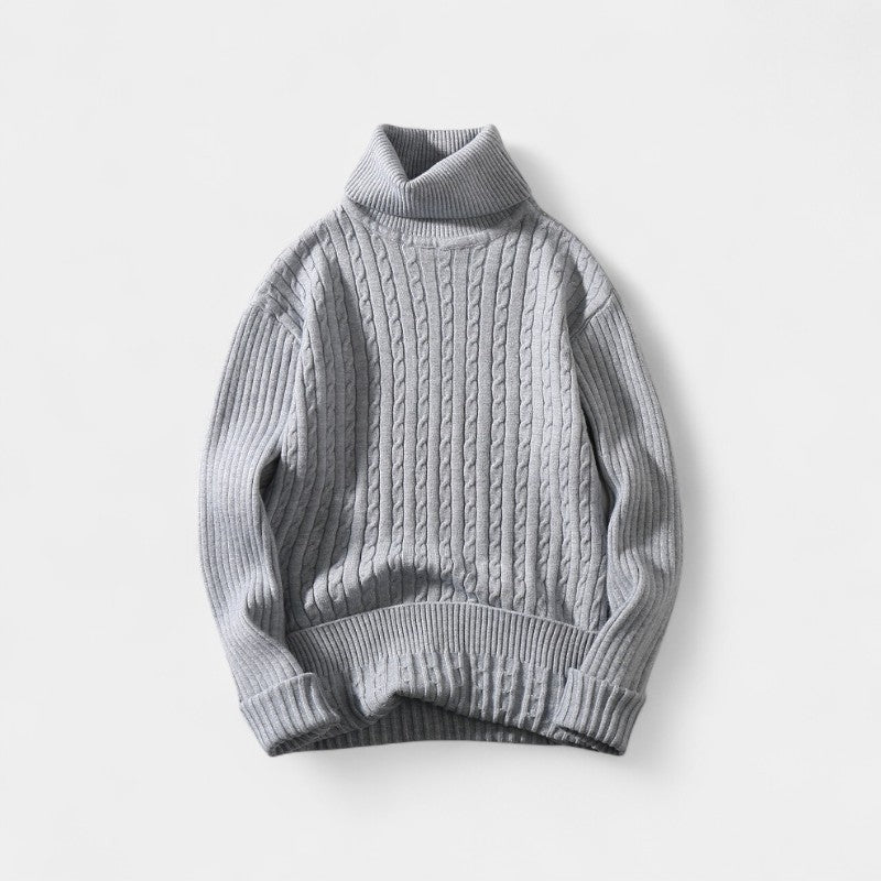 Herren Rollkragenpullover – elegante Zopfmuster