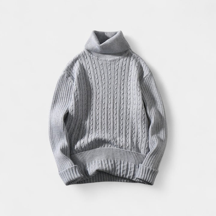 Herren Rollkragenpullover – elegante Zopfmuster