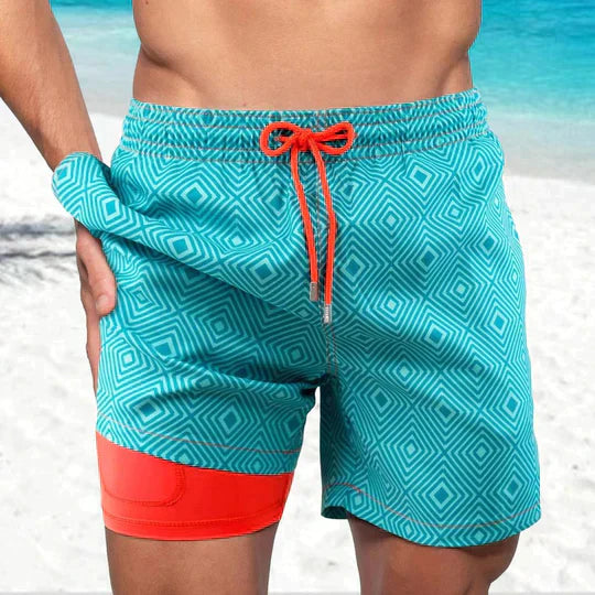 Men's Printed Swim Shorts – Adjustable Drawstring and Relaxed Fit