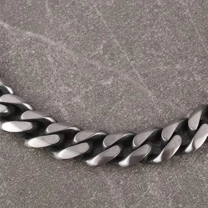 Bracciale Uomo Catena Cubana Acciaio Inossidabile Lucido – Maglia Spessa