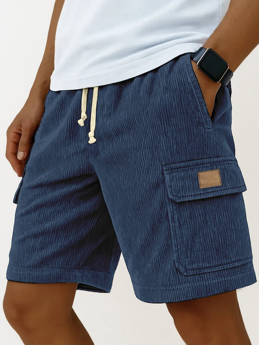 Short Cargo Homme en Velours Côtelé – Taille Élastiquée avec Cordon