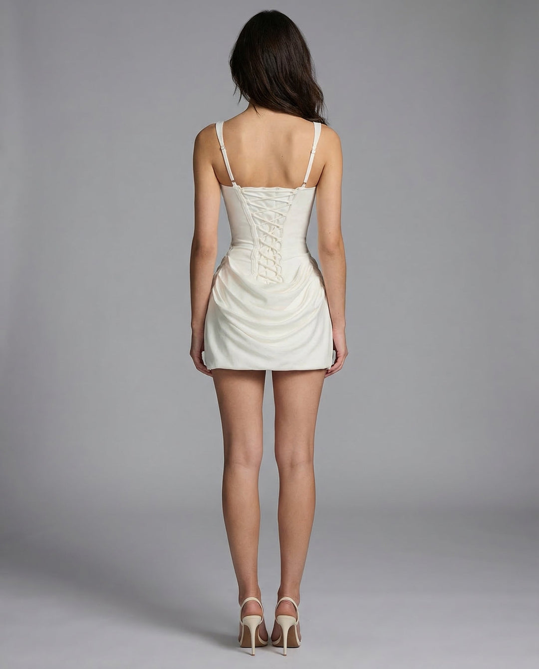 Damen Mini-Kleid im Korsett-Stil – Geformte Taille, Drapiertes Rockdetail