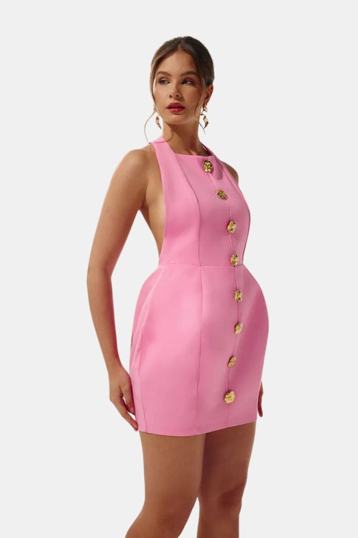 Robe Mini Femme Col Halter Dos Nu – Coupe Ajustée Soirée