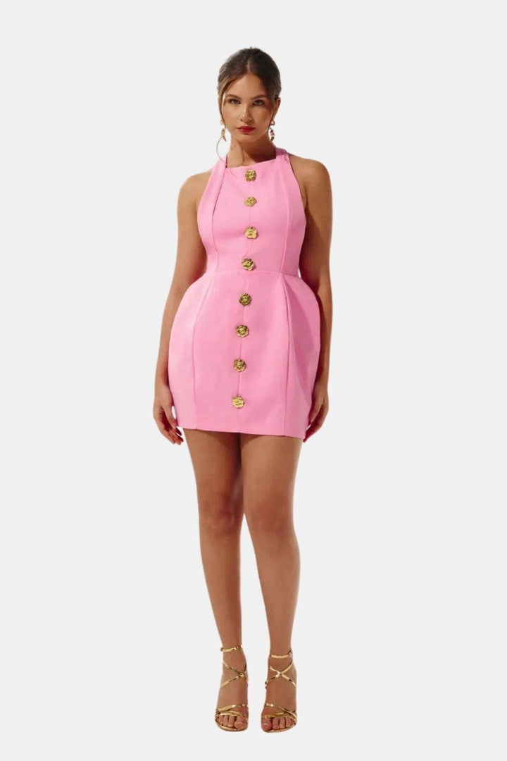 Robe Mini Femme Col Halter Dos Nu – Coupe Ajustée Soirée