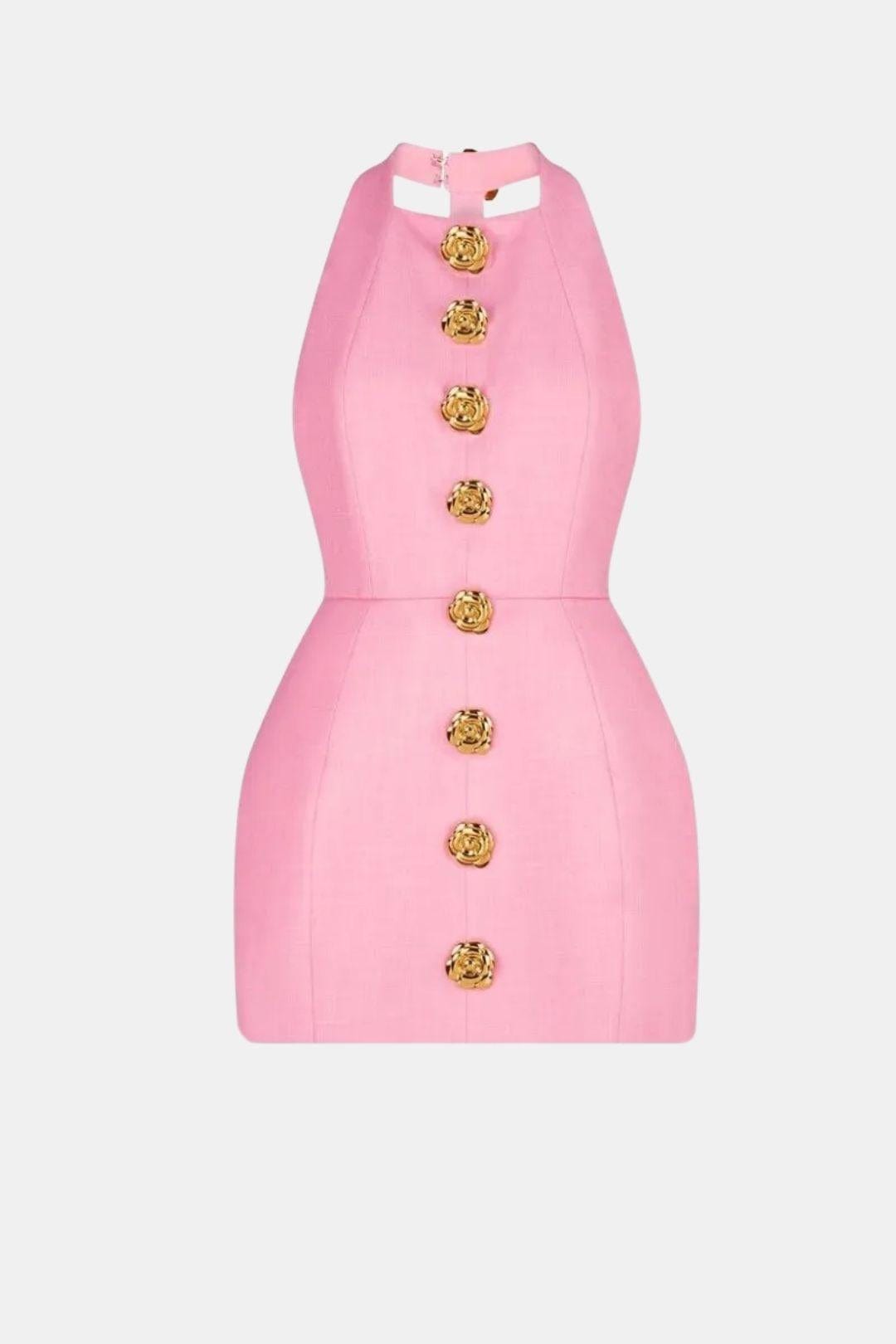 Robe Mini Femme Col Halter Dos Nu – Coupe Ajustée Soirée