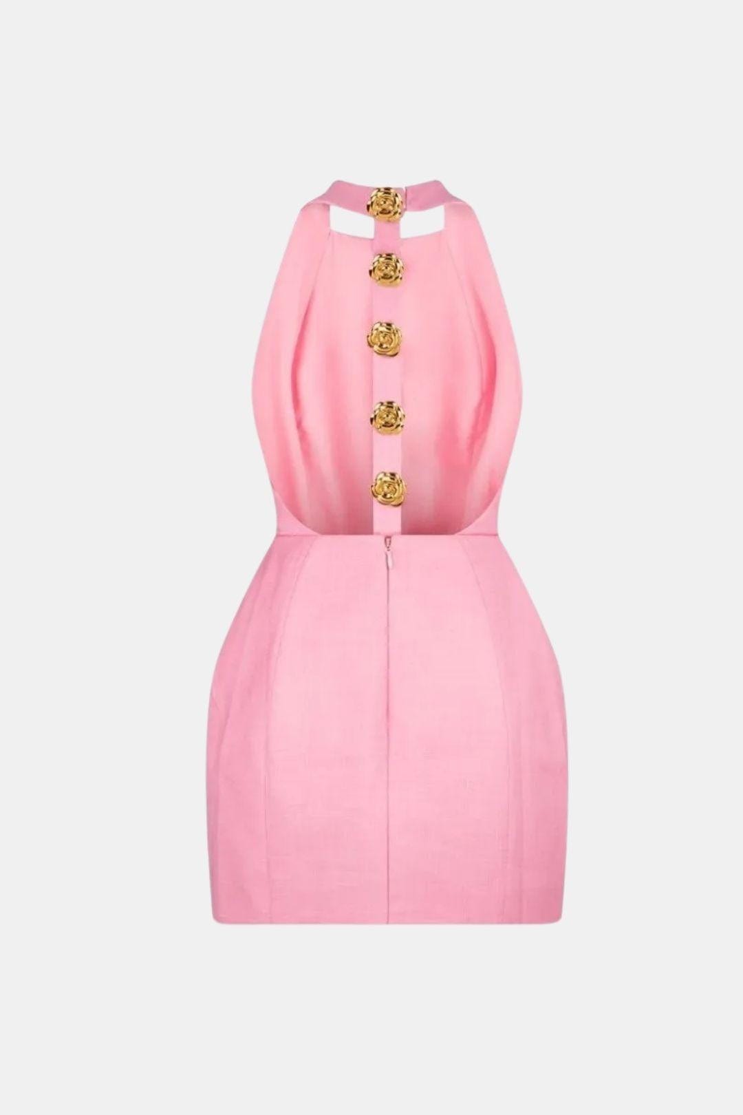 Robe Mini Femme Col Halter Dos Nu – Coupe Ajustée Soirée