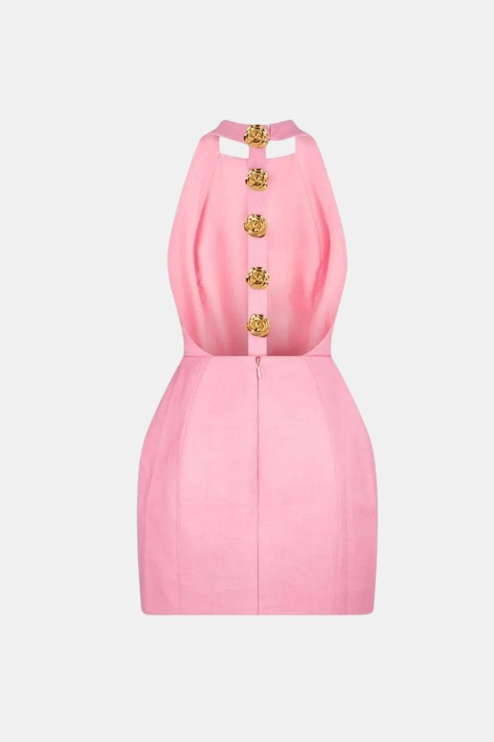 Robe Mini Femme Col Halter Dos Nu – Coupe Ajustée Soirée