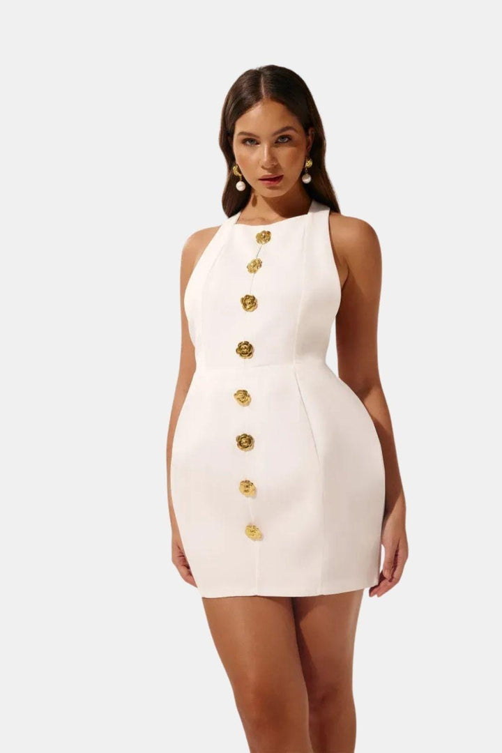 Robe Mini Femme Col Halter Dos Nu – Coupe Ajustée Soirée
