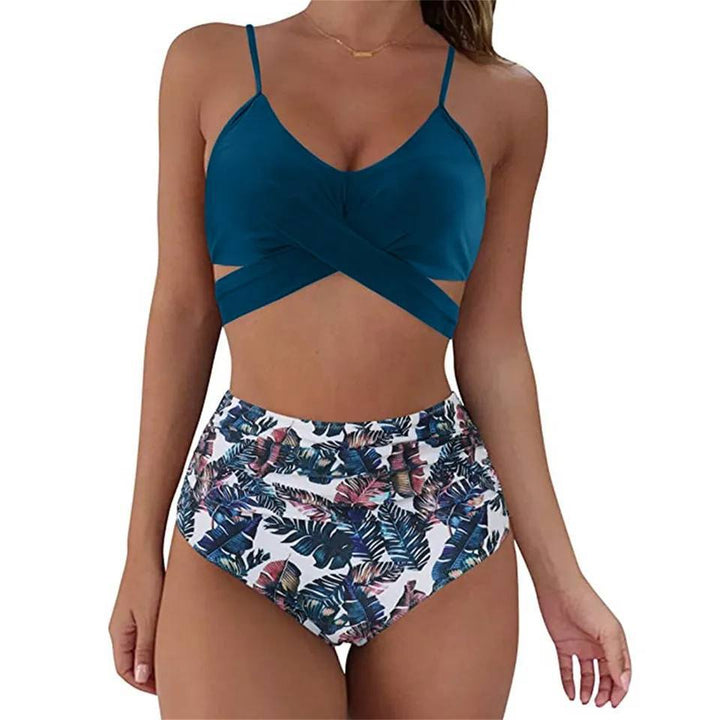Zweiteiliger Damenbikini aus Nylon – Hohe Taille, taillierte Passform