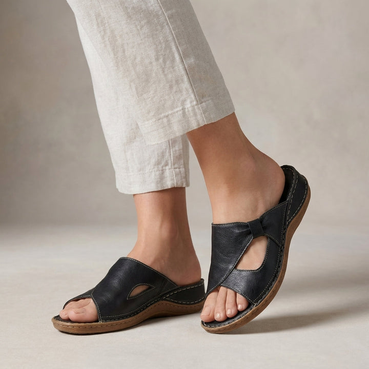 Damen Flache Sandalen mit Knoten-Cut-Out – Orthopädische Sohle
