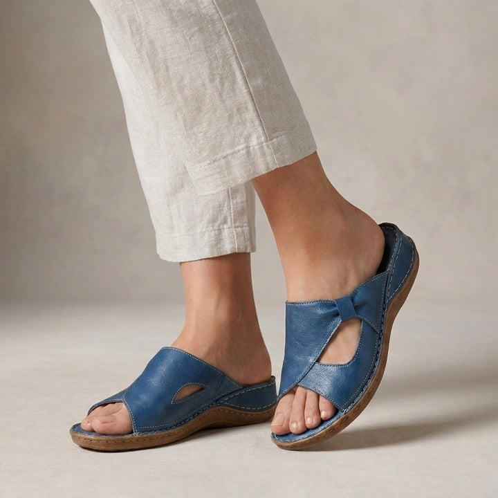 Damen Flache Sandalen mit Knoten-Cut-Out – Orthopädische Sohle