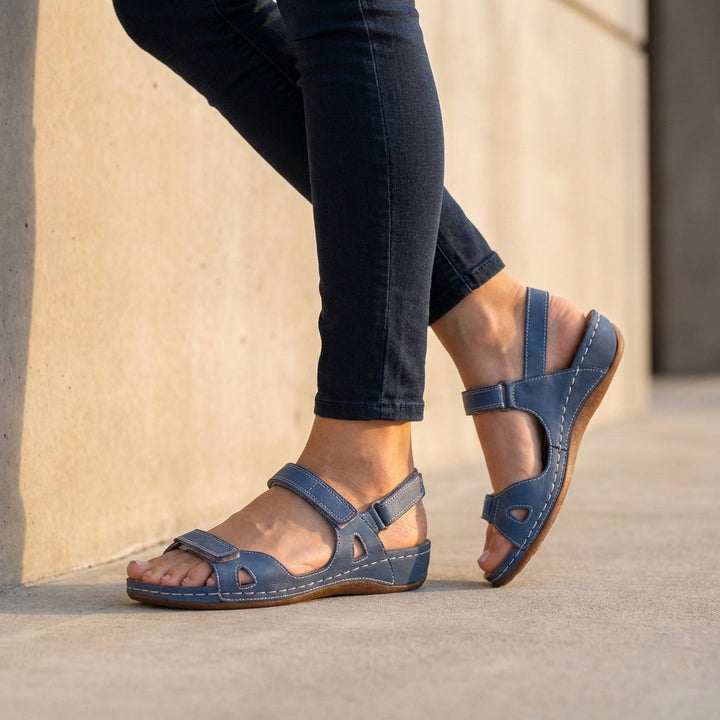 Damen Flache Sandalen mit offenem Zehenbereich – Verstellbare Riemen & Anatomische Sohle