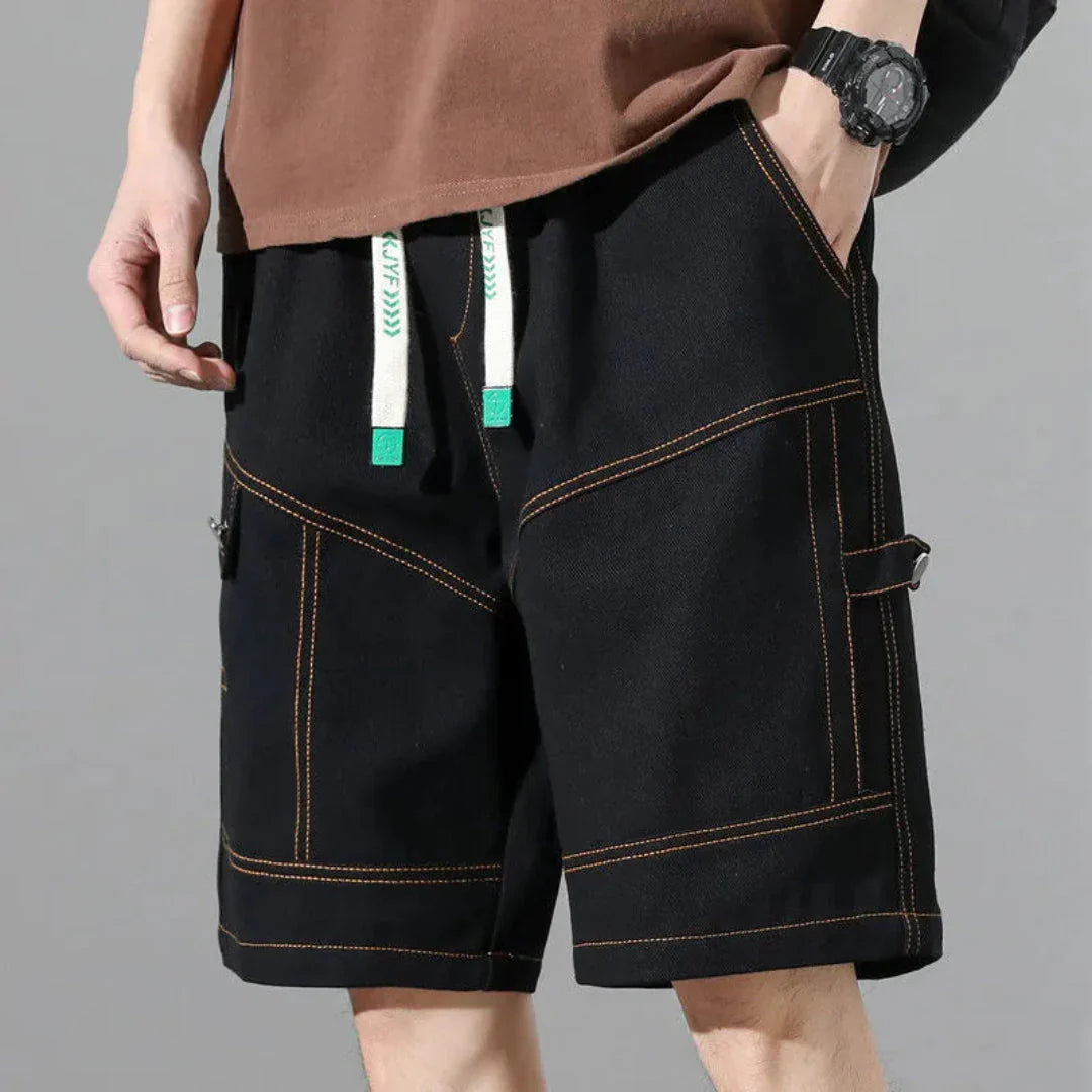 Men's Short Cargo Cotton – Contrasting Topstitching and Utility Pockets
