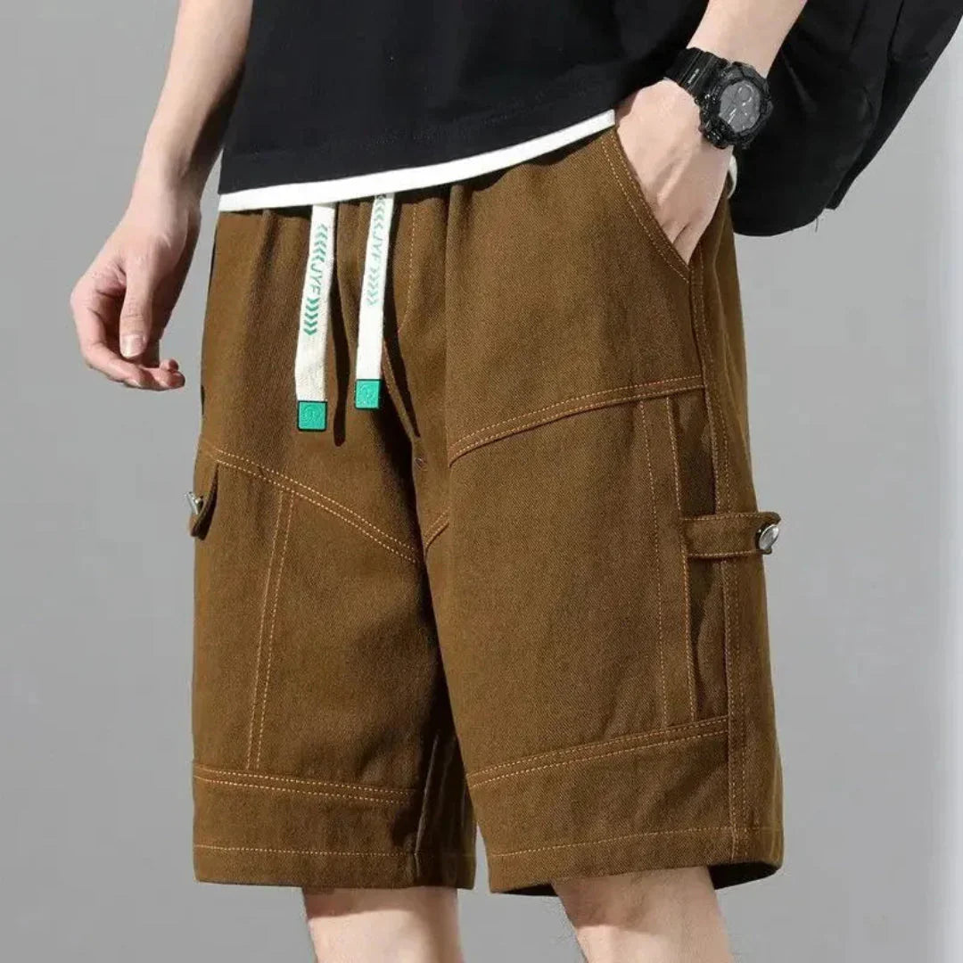 Men's Short Cargo Cotton – Contrasting Topstitching and Utility Pockets