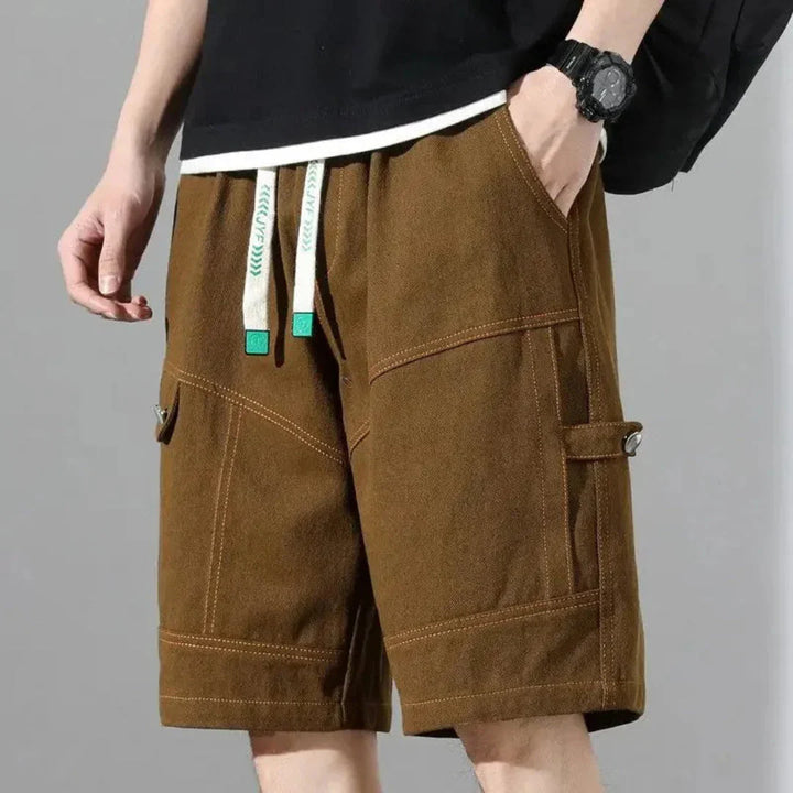 Men's Short Cargo Cotton – Contrasting Topstitching and Utility Pockets
