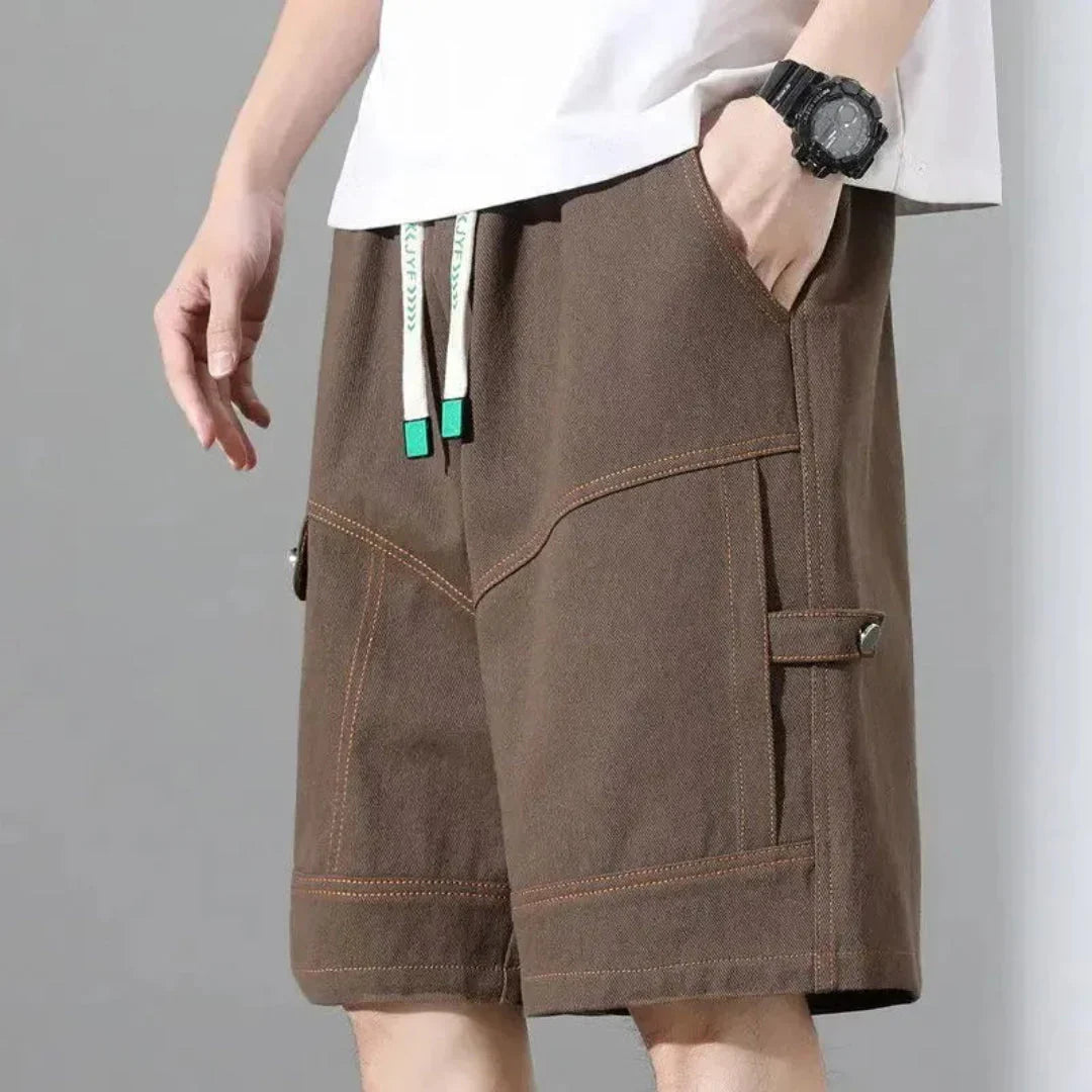 Men's Short Cargo Cotton – Contrasting Topstitching and Utility Pockets