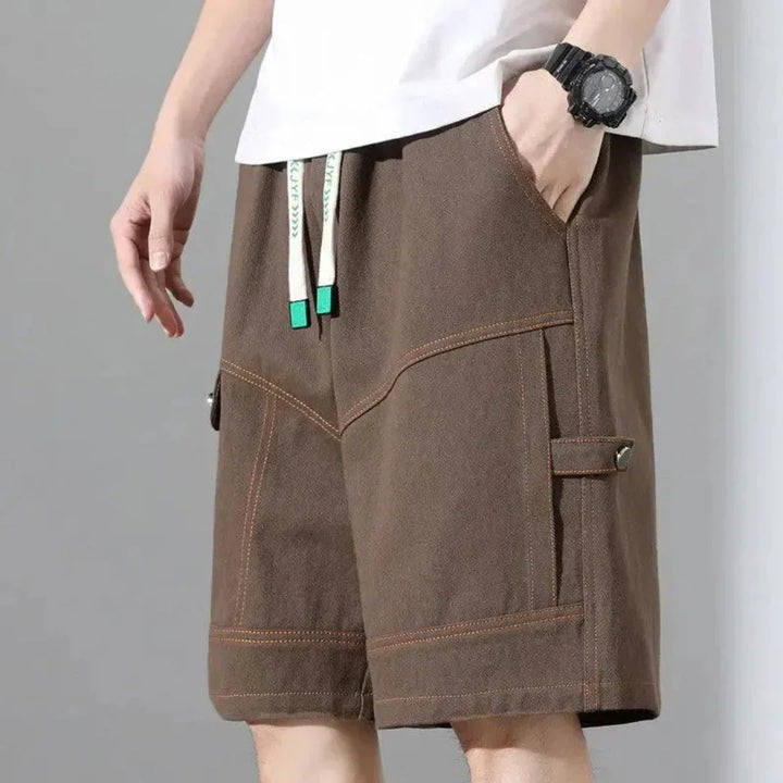 Men's Short Cargo Cotton – Contrasting Topstitching and Utility Pockets