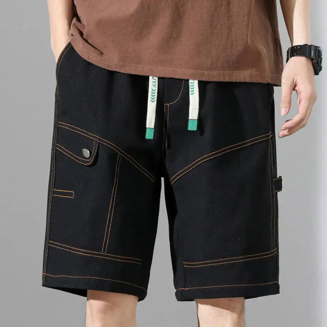 Men's Short Cargo Cotton – Contrasting Topstitching and Utility Pockets