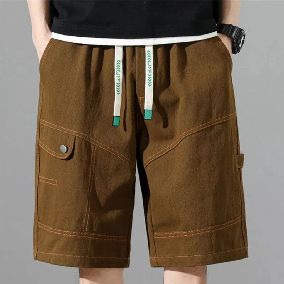 Men's Short Cargo Cotton – Contrasting Topstitching and Utility Pockets
