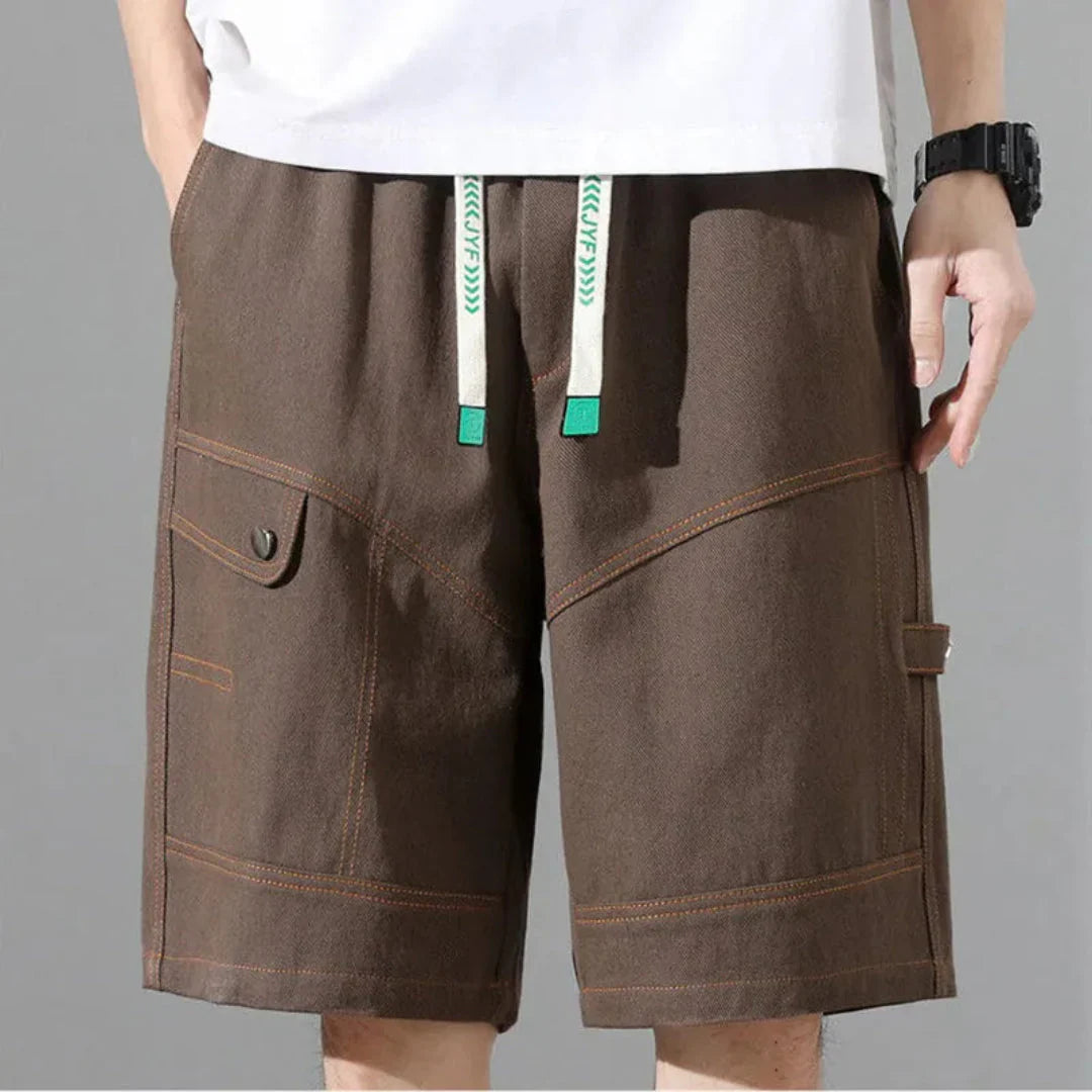 Men's Short Cargo Cotton – Contrasting Topstitching and Utility Pockets