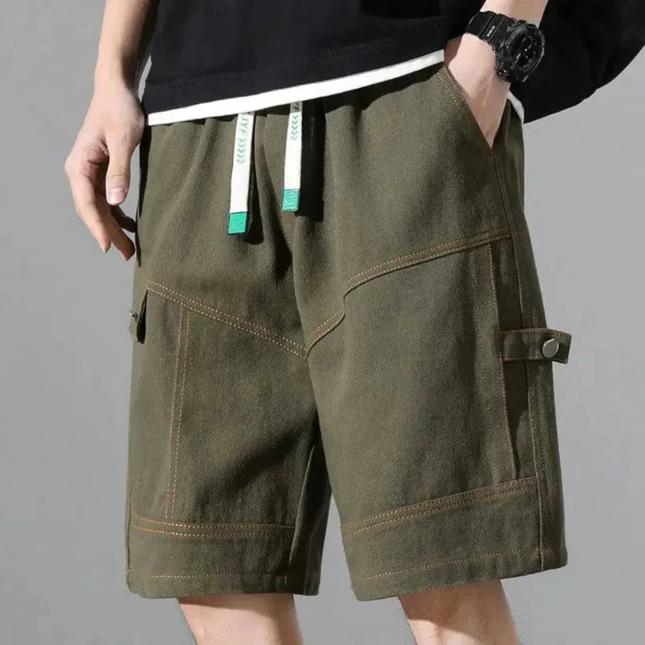 Men's Short Cargo Cotton – Contrasting Topstitching and Utility Pockets