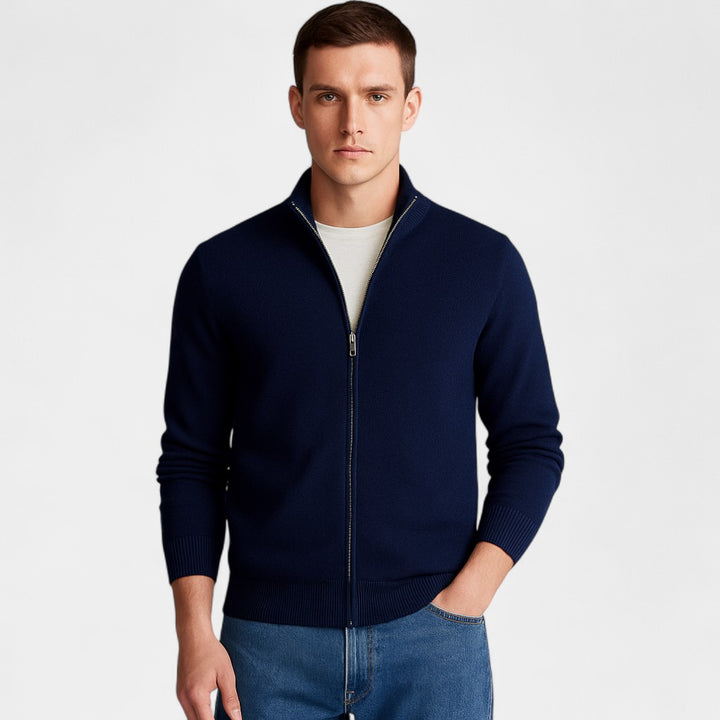 Herren Baumwoll-Cardigan Slim Fit – einfarbiger minimalistischer Stil