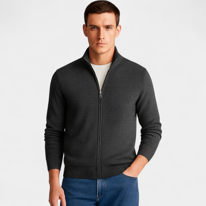 Herren Baumwoll-Cardigan Slim Fit – einfarbiger minimalistischer Stil