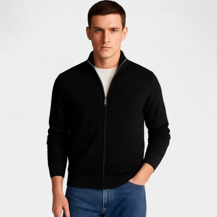 Herren Baumwoll-Cardigan Slim Fit – einfarbiger minimalistischer Stil