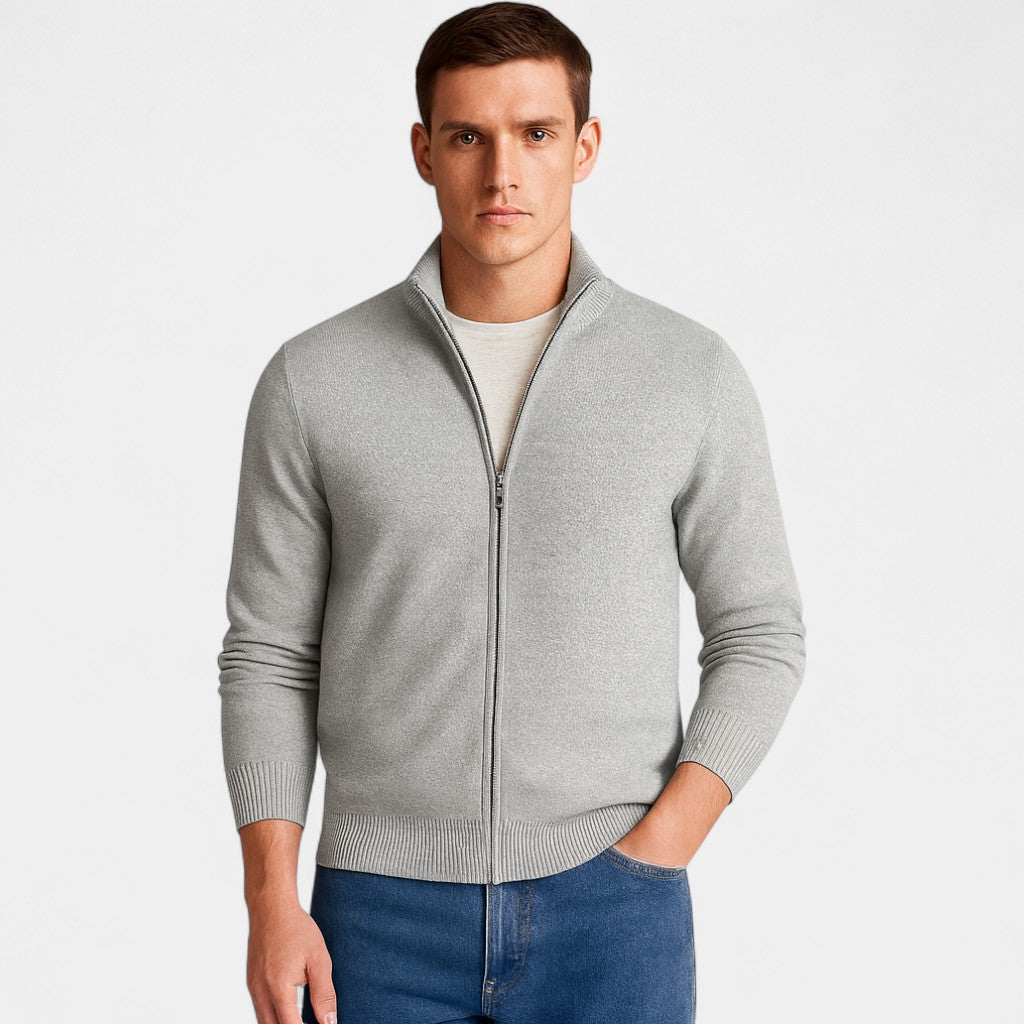 Herren Baumwoll-Cardigan Slim Fit – einfarbiger minimalistischer Stil