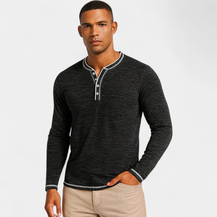 Henley uomo in cotone elasticizzato – maniche lunghe morbide