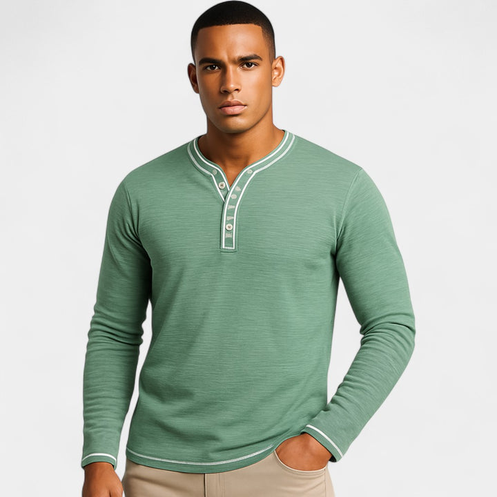 Henley uomo in cotone elasticizzato – maniche lunghe morbide
