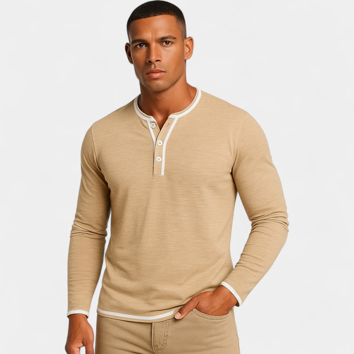 Henley uomo in cotone elasticizzato – maniche lunghe morbide