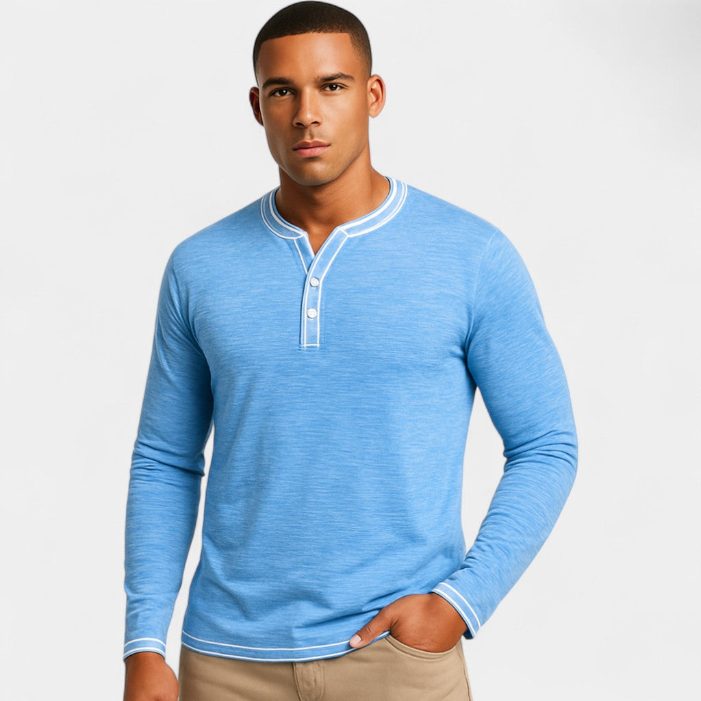 Henley uomo in cotone elasticizzato – maniche lunghe morbide
