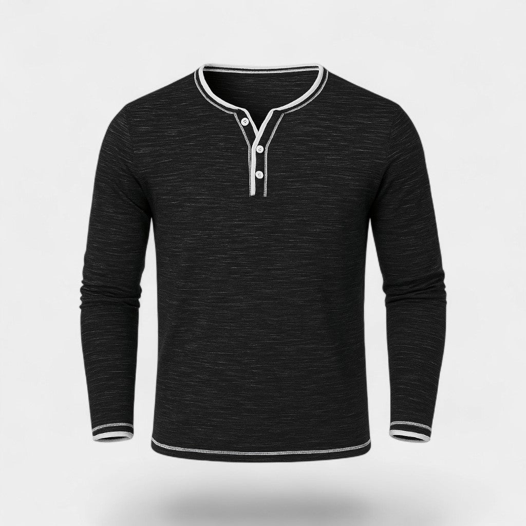 Henley uomo in cotone elasticizzato – maniche lunghe morbide