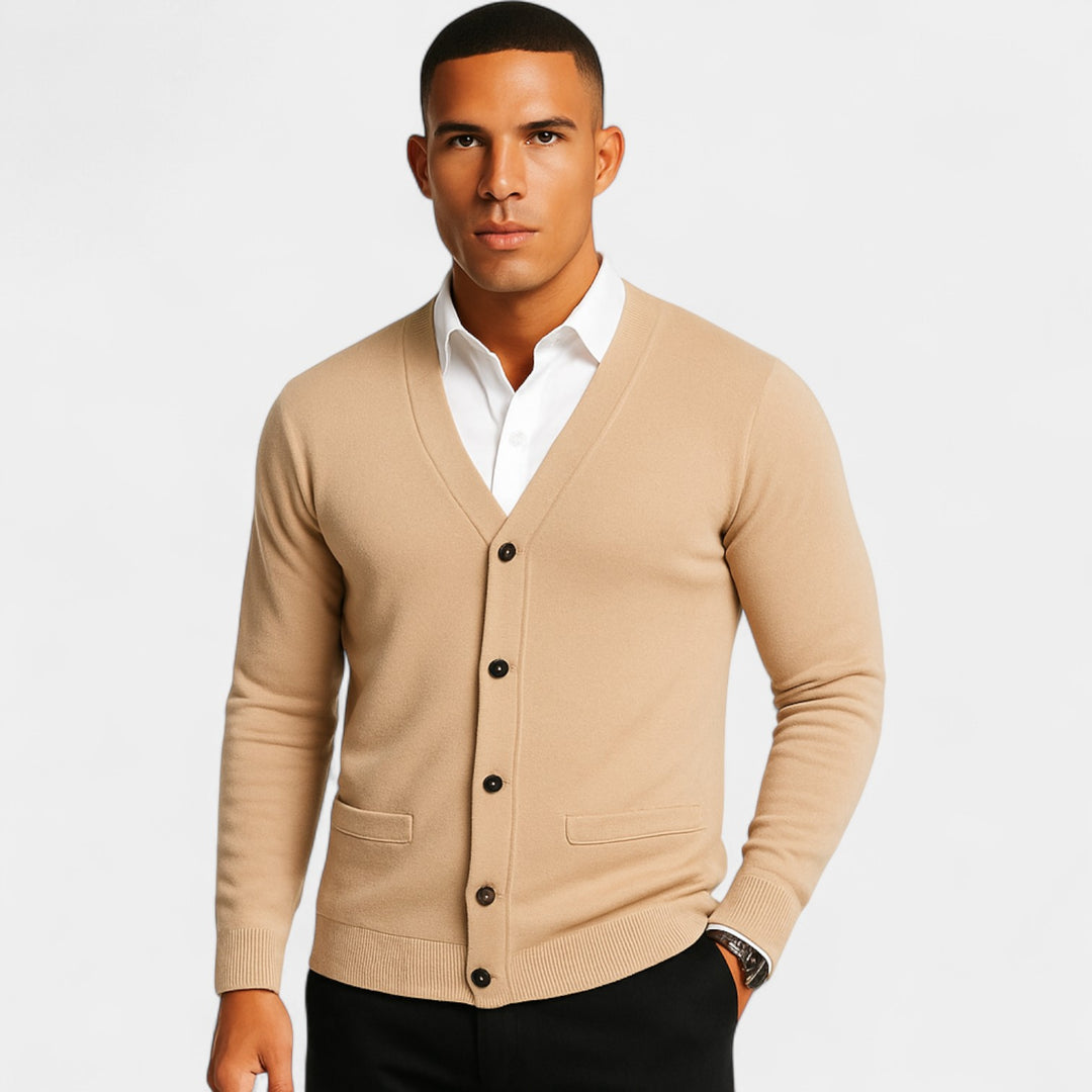 Herren Baumwoll-Cardigan Slim Fit – minimalistischer Knopf-Stil